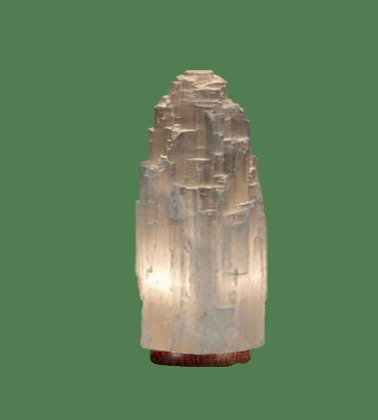 Selenite Lamp Small White 9"